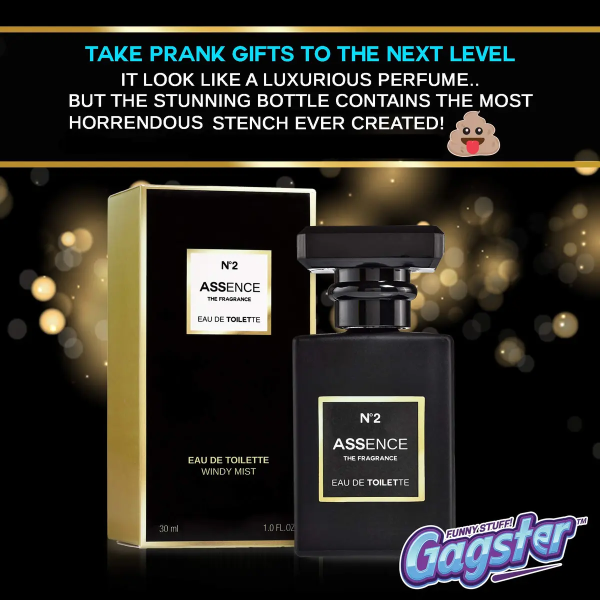 Gagster Prank Perfume Fart Spray Extra Strong | Liquid Fake Odor in Realistic Bottle for Pranks & Gags (ワンサイズ, Black) - view 2