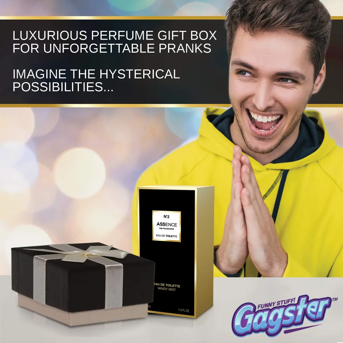 Gagster Prank Perfume Fart Spray Extra Strong | Liquid Fake Odor in Realistic Bottle for Pranks & Gags (ワンサイズ, Black) - view 3