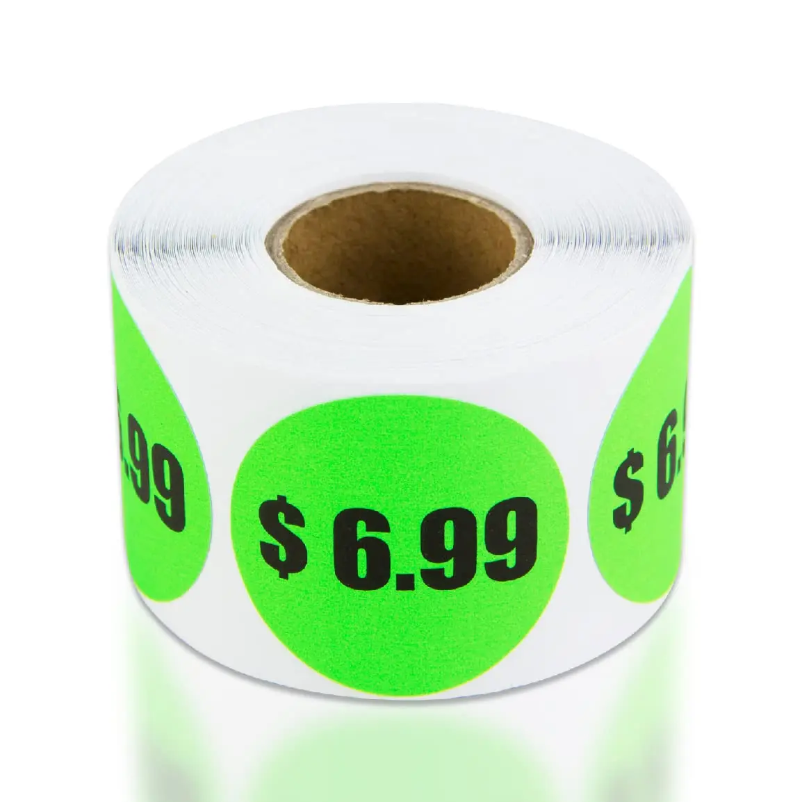 OfficeSmartLabels $6.99 Preprinted Price Stickers 1.5 Inch Round | Fluorescent Green, 300 Labels - main product image
