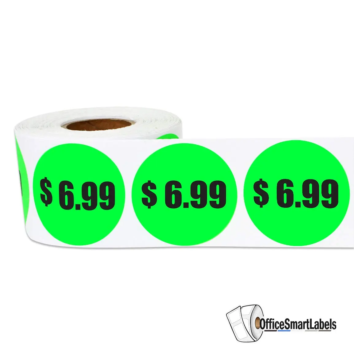 OfficeSmartLabels $6.99 Preprinted Price Stickers 1.5 Inch Round | Fluorescent Green, 300 Labels - view 2