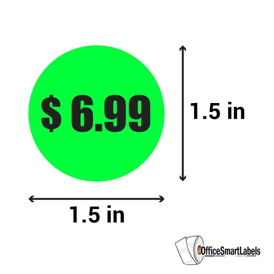 OfficeSmartLabels $6.99 Preprinted Price Stickers 1.5 Inch Round | Fluorescent Green, 300 Labels - view 3