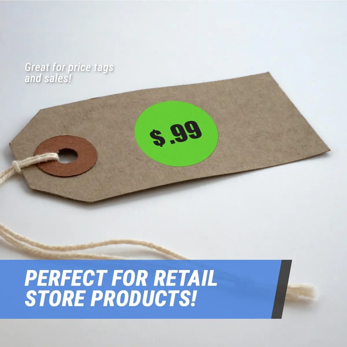 OfficeSmartLabels .99 Cent Price Stickers 1.5 Inch Round Neon Green | Self-Adhesive, Durable, Easy Peel - view 3