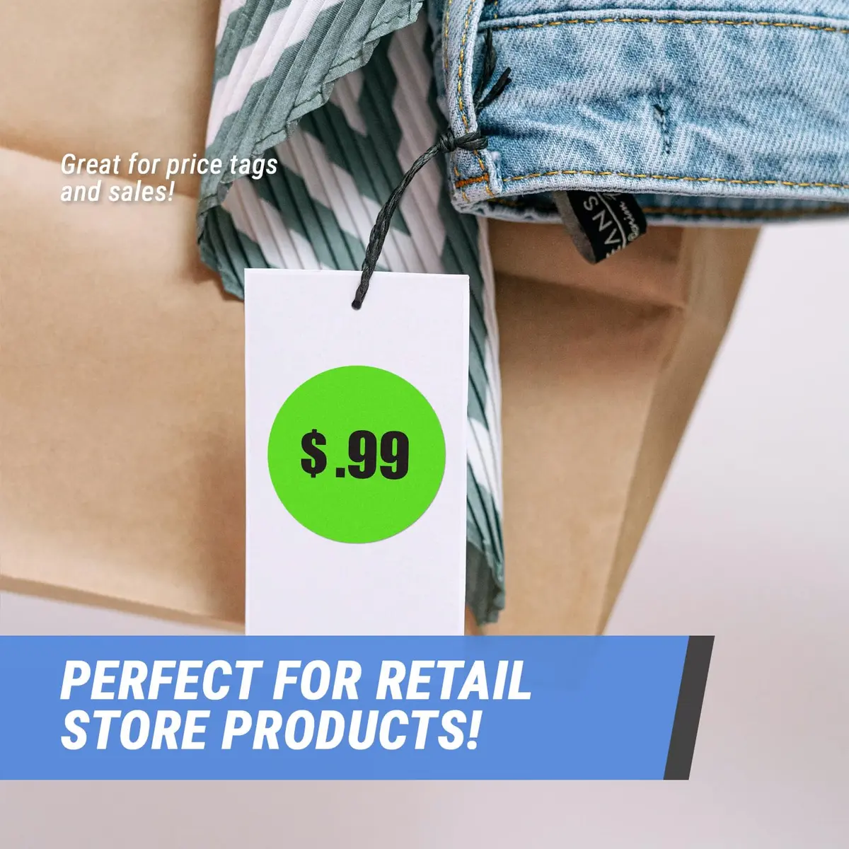 OfficeSmartLabels .99 Cent Price Stickers 1.5 Inch Round Neon Green | Self-Adhesive, Durable, Easy Peel - view 4