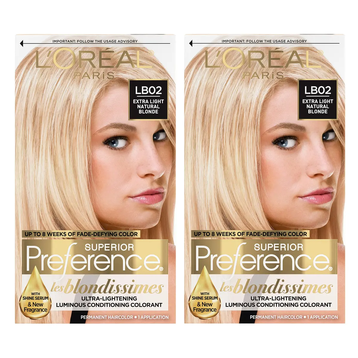 L'Oreal Paris Superior Preference Permanent Hair Color LB02 Extra Light Natural Blonde Pack of 2 | Fade-Defying Shine - main product image