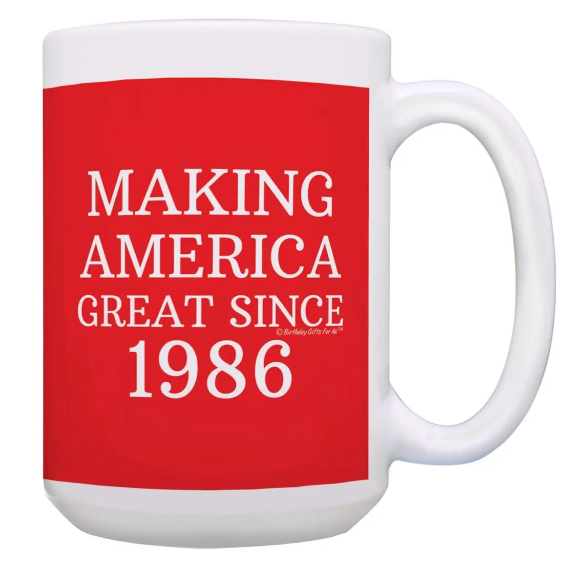 ThisWear Making America Great Since 1986 15oz Coffee Mug | Classic Red Ceramic - main product image