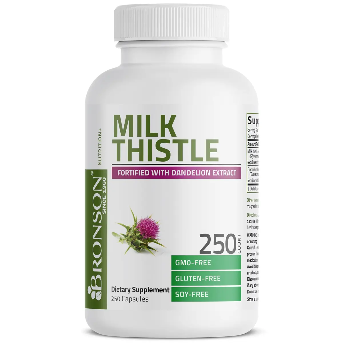 Bronson Milk Thistle Silymarin Marianum & Dandelion Extract 250 Capsules | Liver Support & Detox - view 5