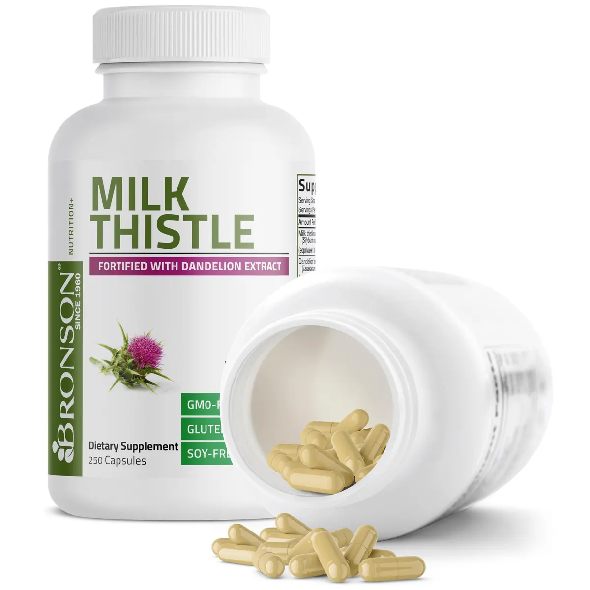 Bronson Milk Thistle Silymarin Marianum & Dandelion Extract 250 Capsules | Liver Support & Detox - view 6