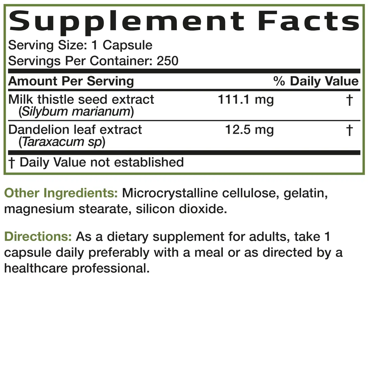 Bronson Milk Thistle Silymarin Marianum & Dandelion Extract 250 Capsules | Liver Support & Detox - view 8