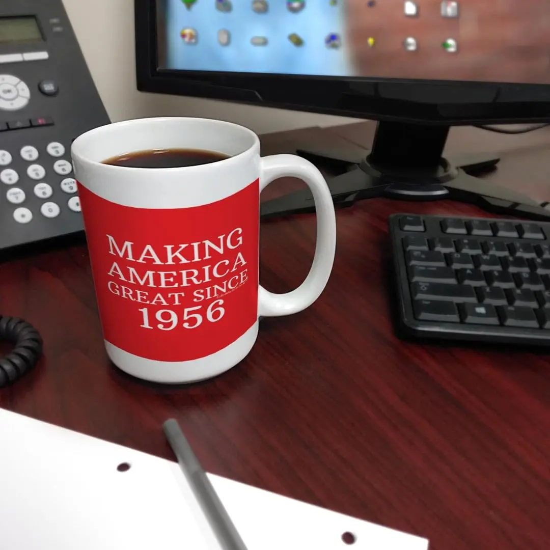 ThisWear Making America Great Since 1956 15oz Coffee Mug | Classic Red Ceramic Drinkware (70-120 chars) - view 4