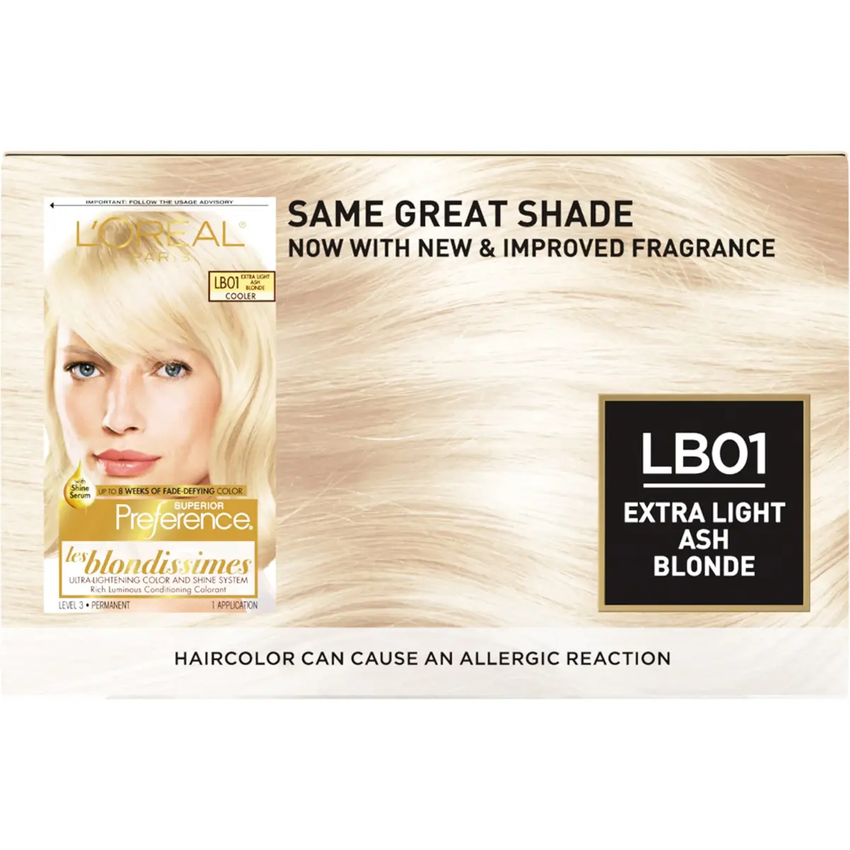 L'Oreal Paris Superior Preference Fade-Defying Hair Color LB01 Extra Light Ash Blonde Pack of 2 | Permanent Hair Dye with Shine Serum - view 2