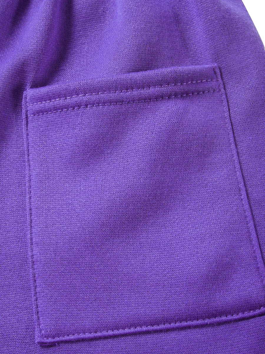 Ma Croix Essentials Mens Premium Brushed Sweat Shorts Lightweight Fleece Elastic Gym Loungewear (Large, 1IHA0004_Purple) | Moisture Wicking, Elastic Waist, Fitted Fit - view 4