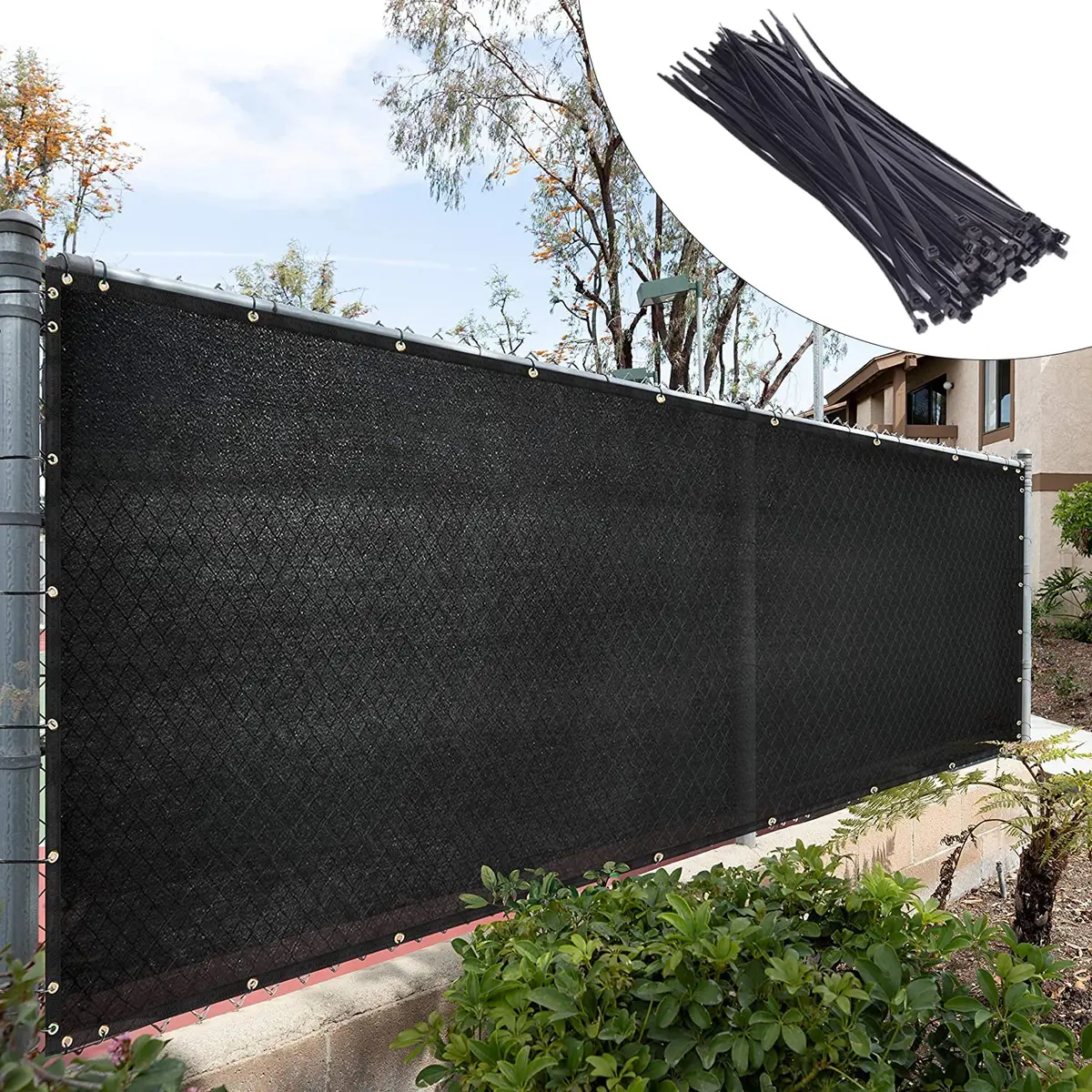 Royal Shade Heavy Duty Black Fence Privacy Screen 6' x 50' | 90% Blockage for Patio & Pool - main product image