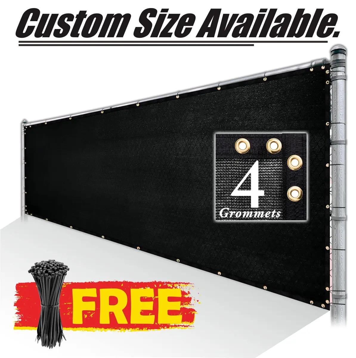 Royal Shade Heavy Duty Black Fence Privacy Screen 6' x 50' | 90% Blockage for Patio & Pool - view 8