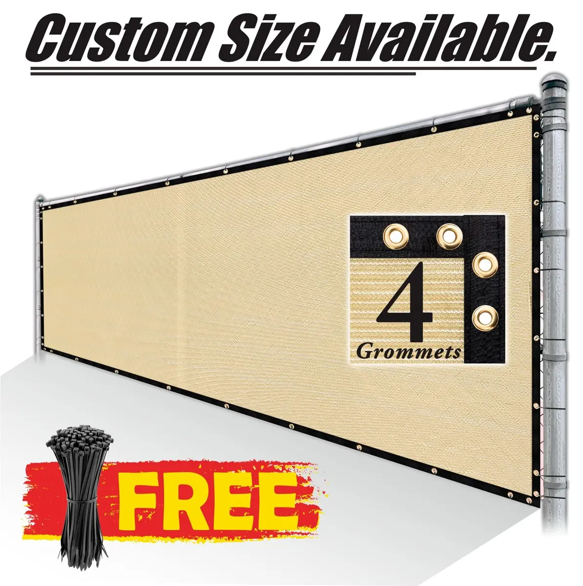 Royal Shade 6' x 50' Beige Fence Privacy Screen Heavy Duty Windscreen | 90% Blockage, UV Resistant - view 8