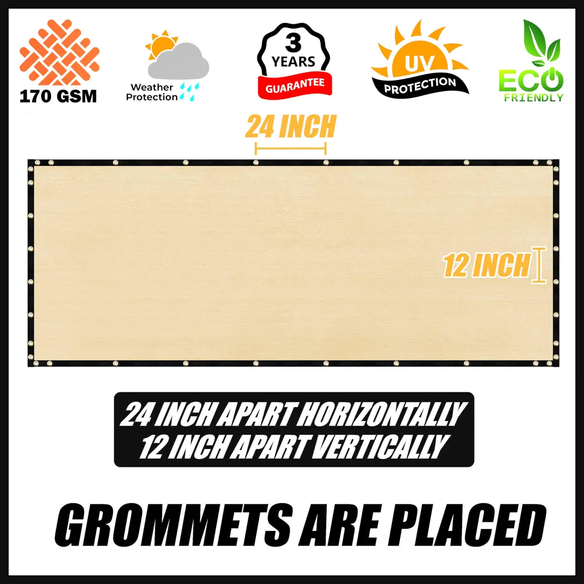 Royal Shade 6' x 50' Beige Fence Privacy Screen Heavy Duty Windscreen | 90% Blockage, UV Resistant - view 4