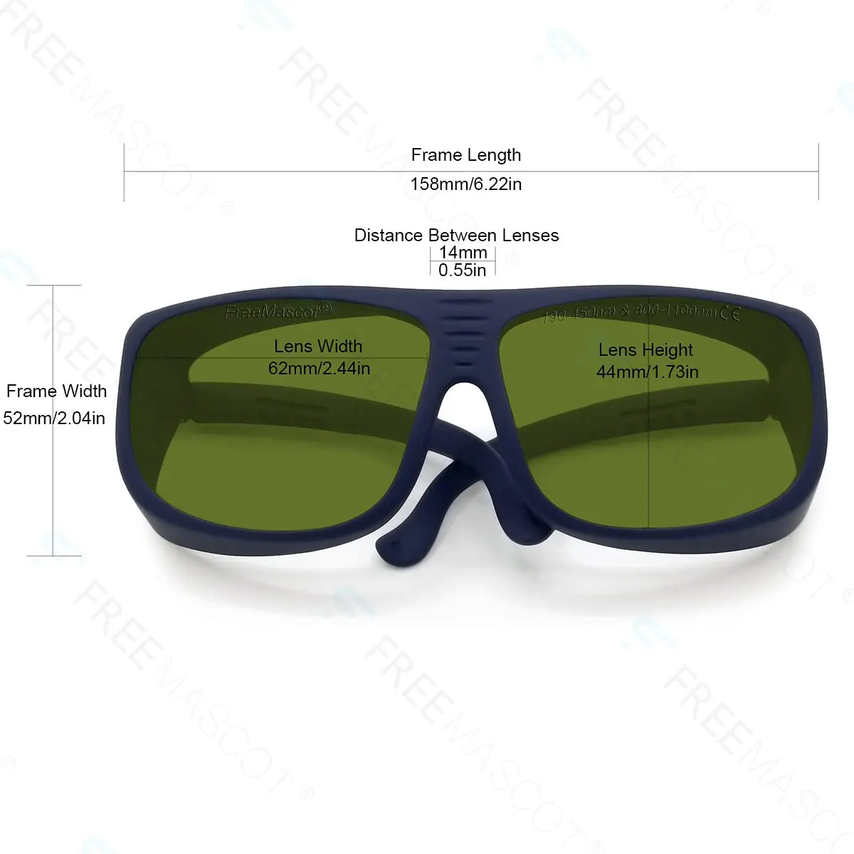 FreeMascot Professional OD 8+ Laser Safety Glasses 190nm-450nm/800nm-1100nm | EN207 Approved - view 3