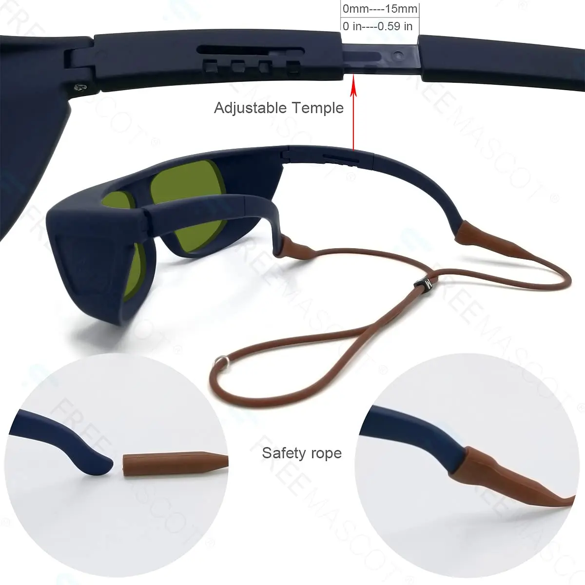 FreeMascot Professional OD 8+ Laser Safety Glasses 190nm-450nm/800nm-1100nm | EN207 Approved - view 4