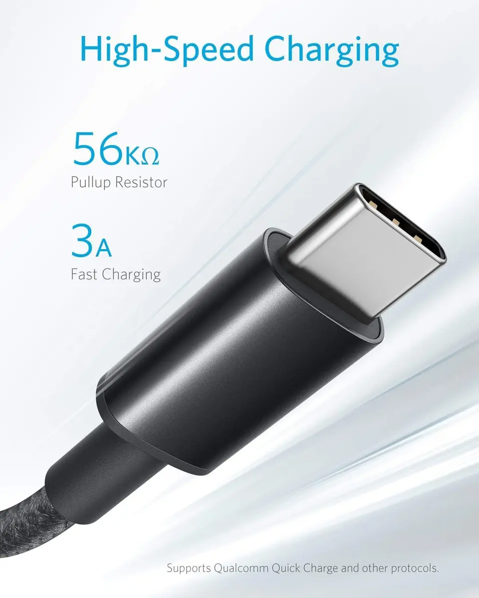 Anker USB A to USB C Cable 6 ft Black | Durable Nylon Sync & Charge Cable - view 3