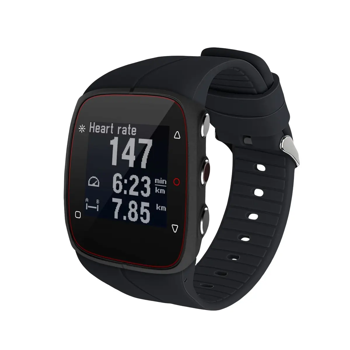 kwmobile Watch Strap Compatible with Polar M400 / M430 | Black Silicone Replacement Band (16-22cm) - main product image