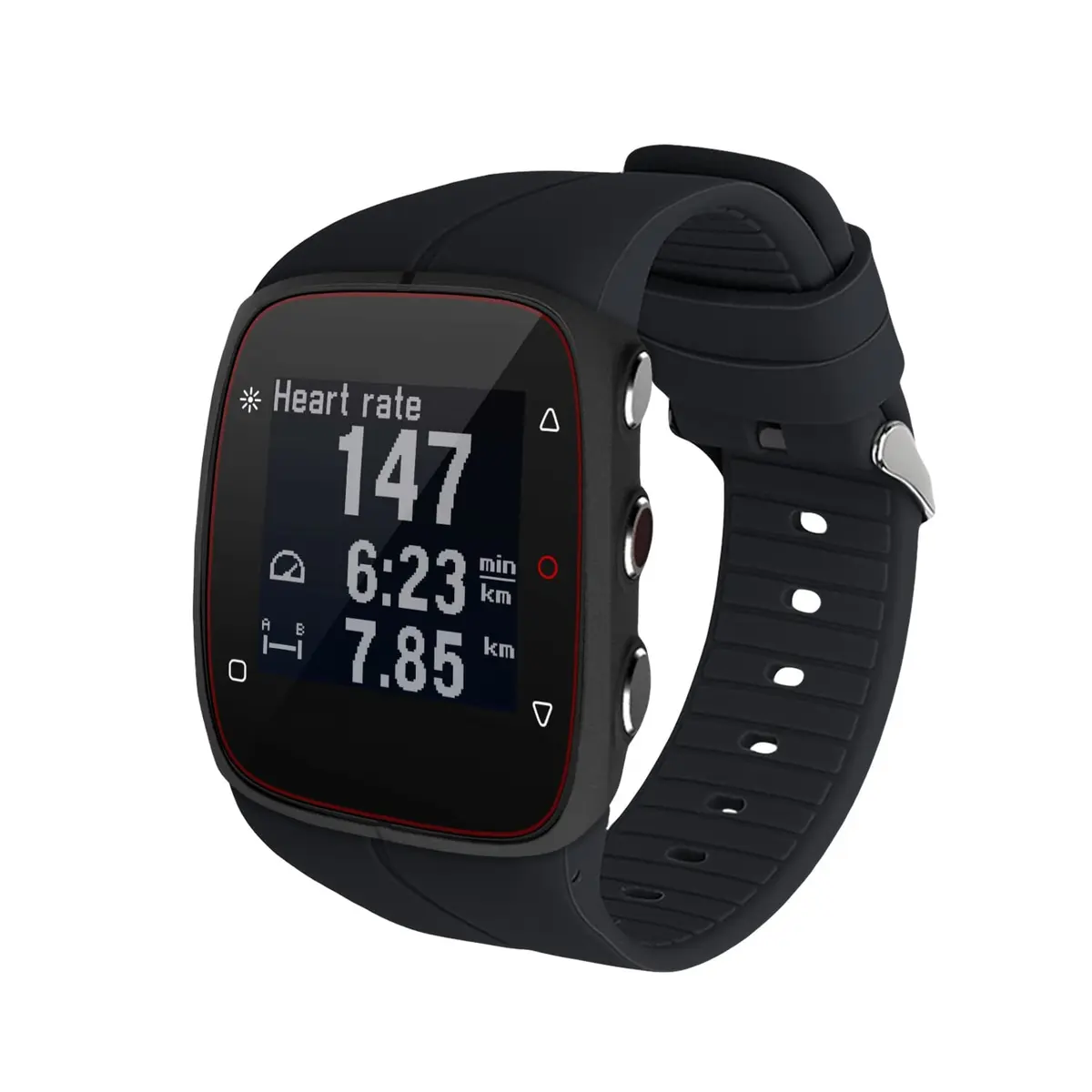 kwmobile Watch Strap Compatible with Polar M400 / M430 | Black Silicone Replacement Band (16-22cm) - view 5