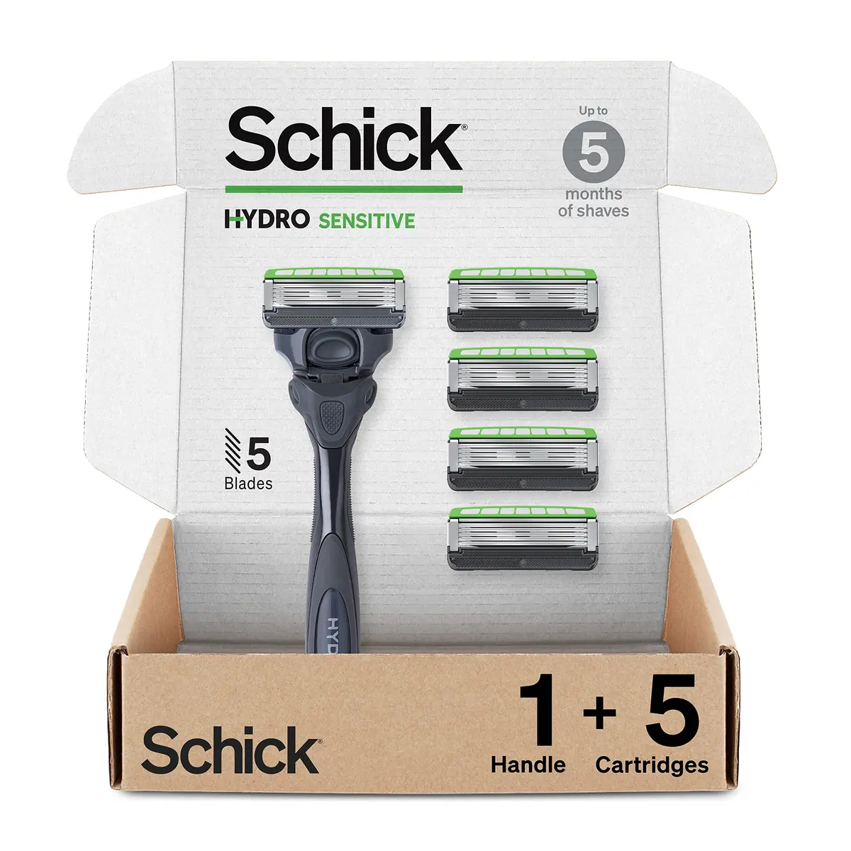 Schick Hydro Sensitive 5-Blade Razor for Men, 1 Handle & 5 Refills | Sensitive Skin Comfort (115c) - main product image