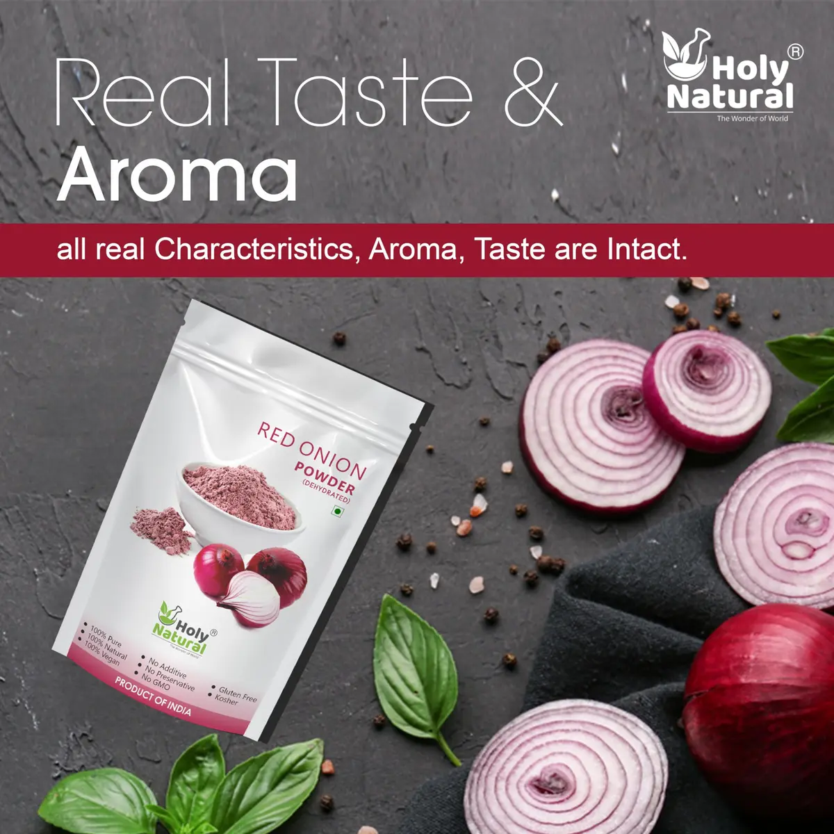 Holy Natural Red Onion Powder 400g (14.1 Oz) | Dehydrated Culinary Herb - view 6