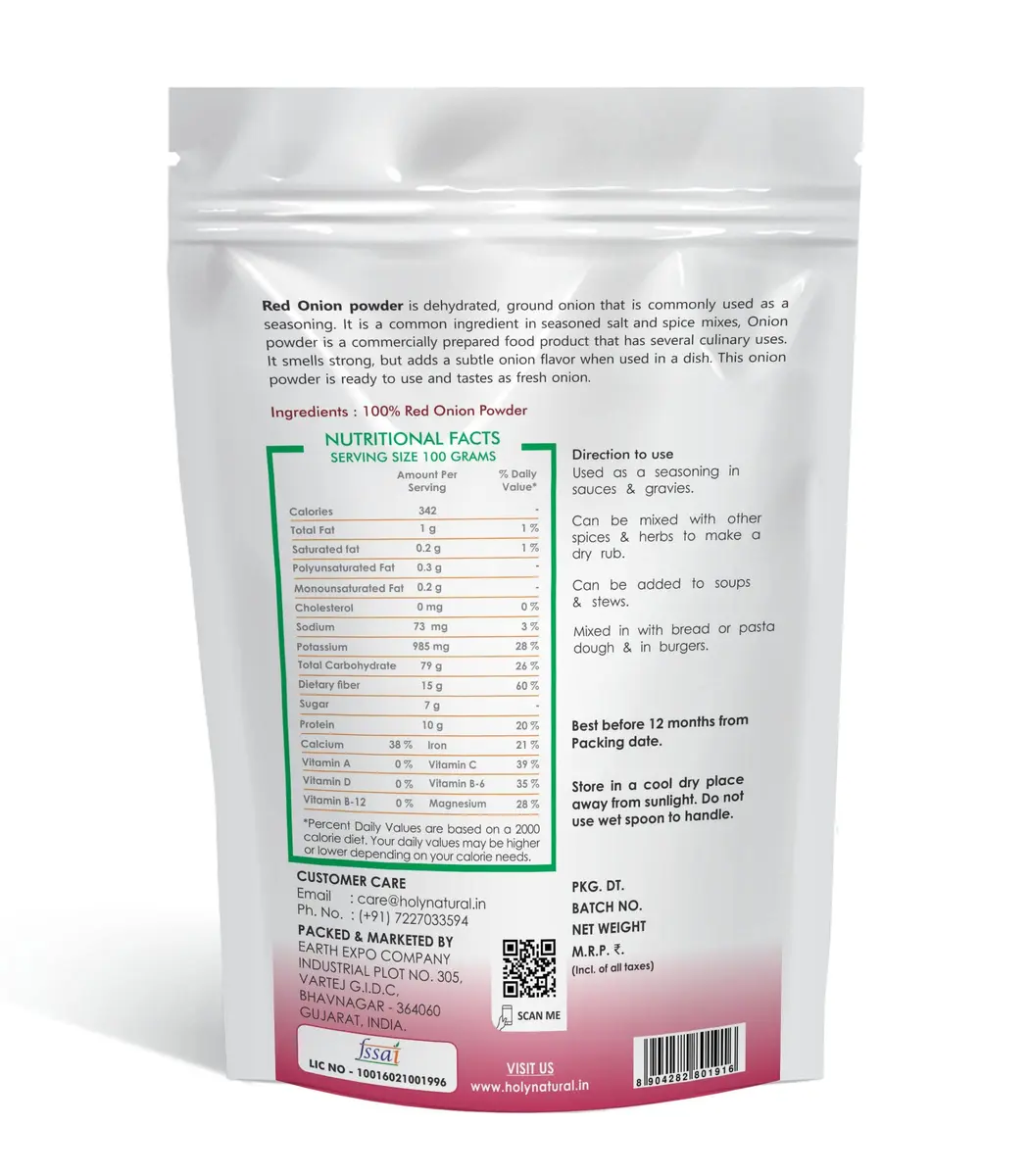 Holy Natural Red Onion Powder 400g (14.1 Oz) | Dehydrated Culinary Herb - view 2