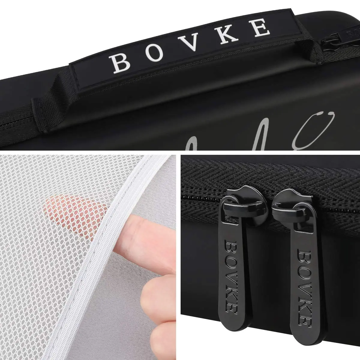 BOVKE Stethoscope Case for 3M Littmann Classic III, Lightweight II S.E, MDF Acoustica Deluxe, Black | Extra Room for Accessories - view 4