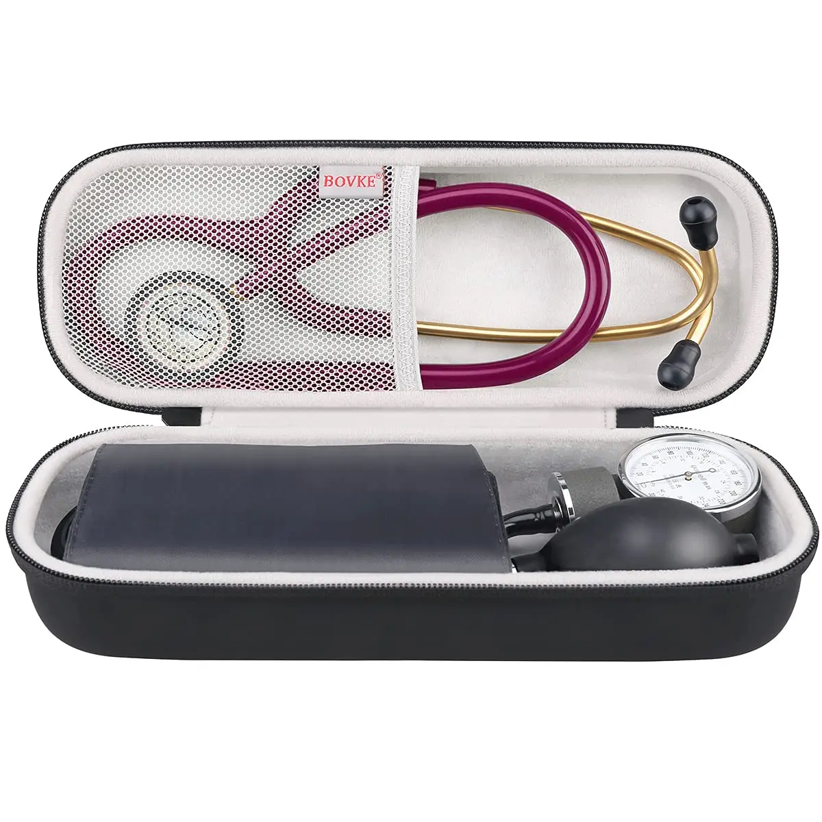 BOVKE Stethoscope Case for 3M Littmann Classic III, Lightweight II S.E, MDF Acoustica Deluxe, Black | Extra Room for Accessories - view 7