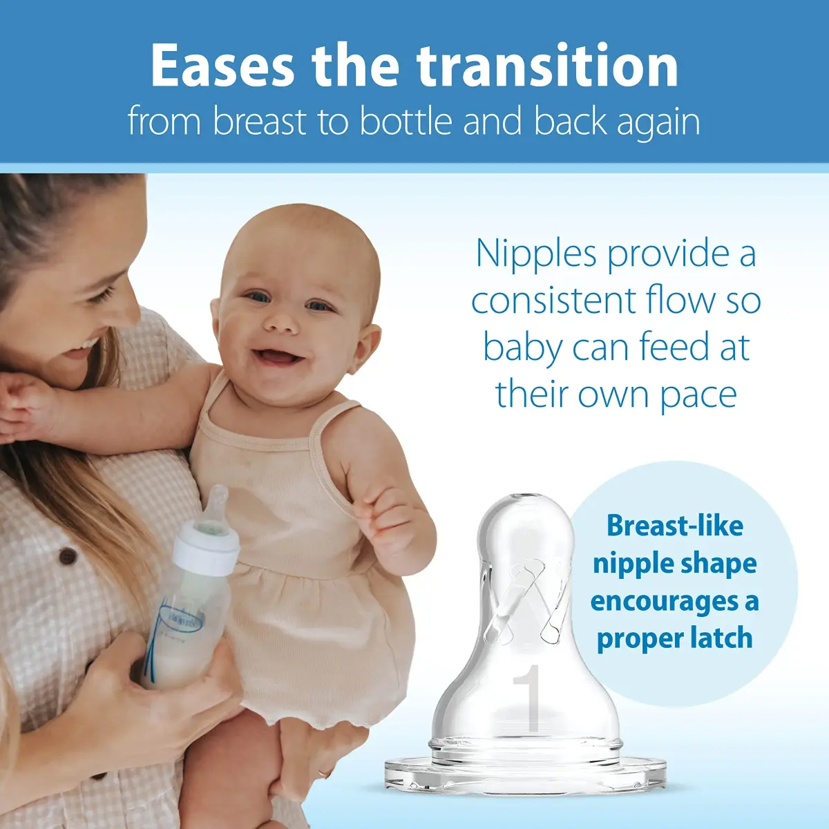 Dr. Brown's Natural Flow Options+ Anti-Colic Baby Feeding Set with Slow Flow Nipples, Travel Caps, Silicone Pacifier - Pink, 120ml (4oz) Bottles - view 7