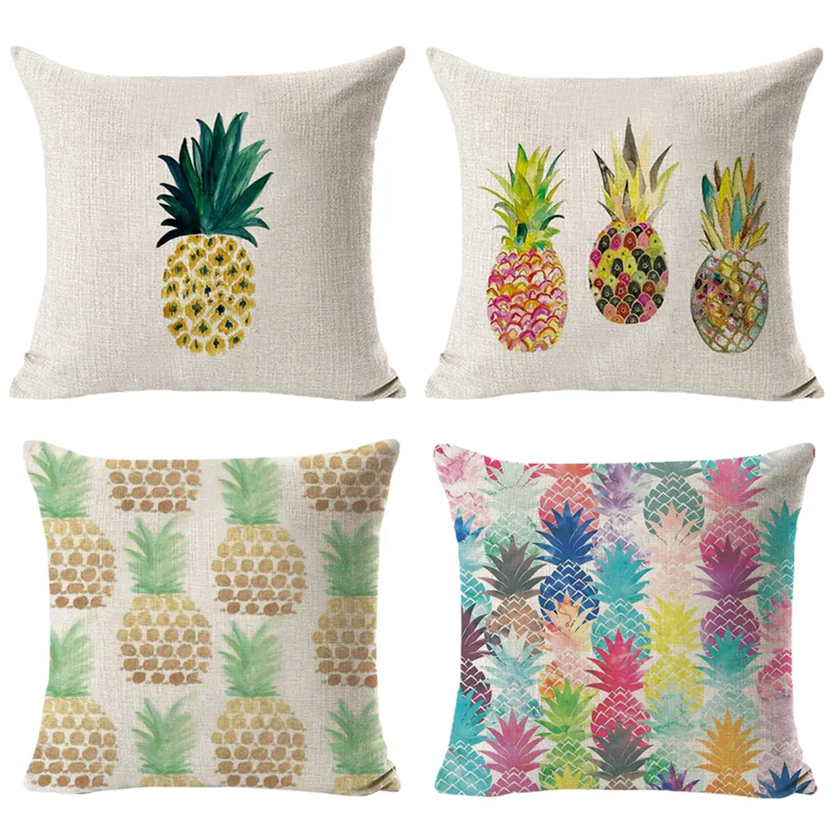 NYDECOR Decorative Throw Pillow Covers Pineapple Pillow Cases Cotton Linen 18x18 | Indoor Outdoor Decor - main product image