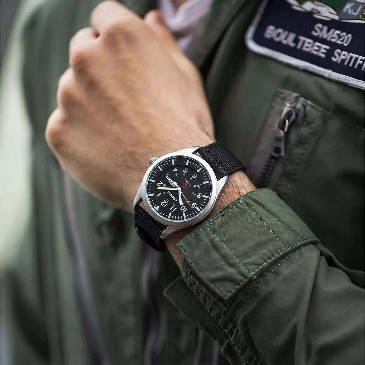 Infantry Military Field Watch 40mm Black Nylon Band | 5ATM Waterproof Analog Quartz - view 2