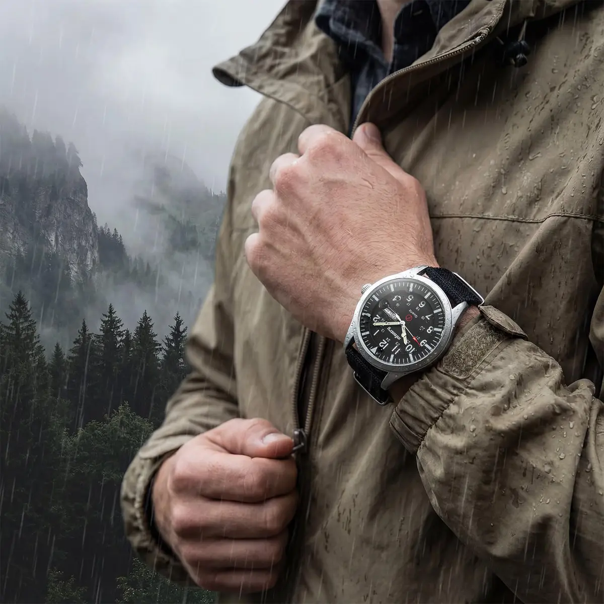 Infantry Military Field Watch 40mm Black Nylon Band | 5ATM Waterproof Analog Quartz - view 4