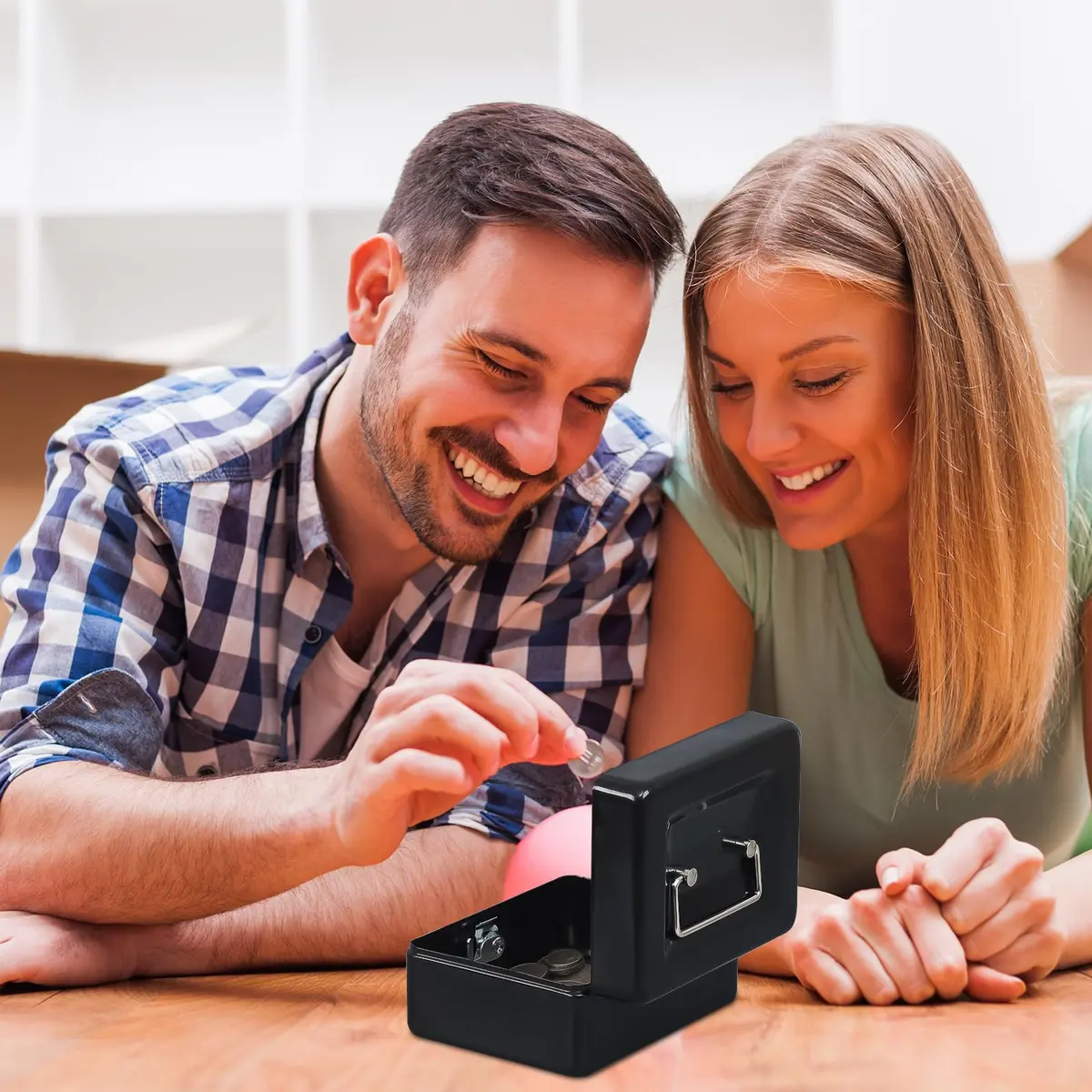 KYODOLED Small Cash Box with Key Lock, Metal Storage Box, Portable Handle, 150x120x80mm, Black - view 5