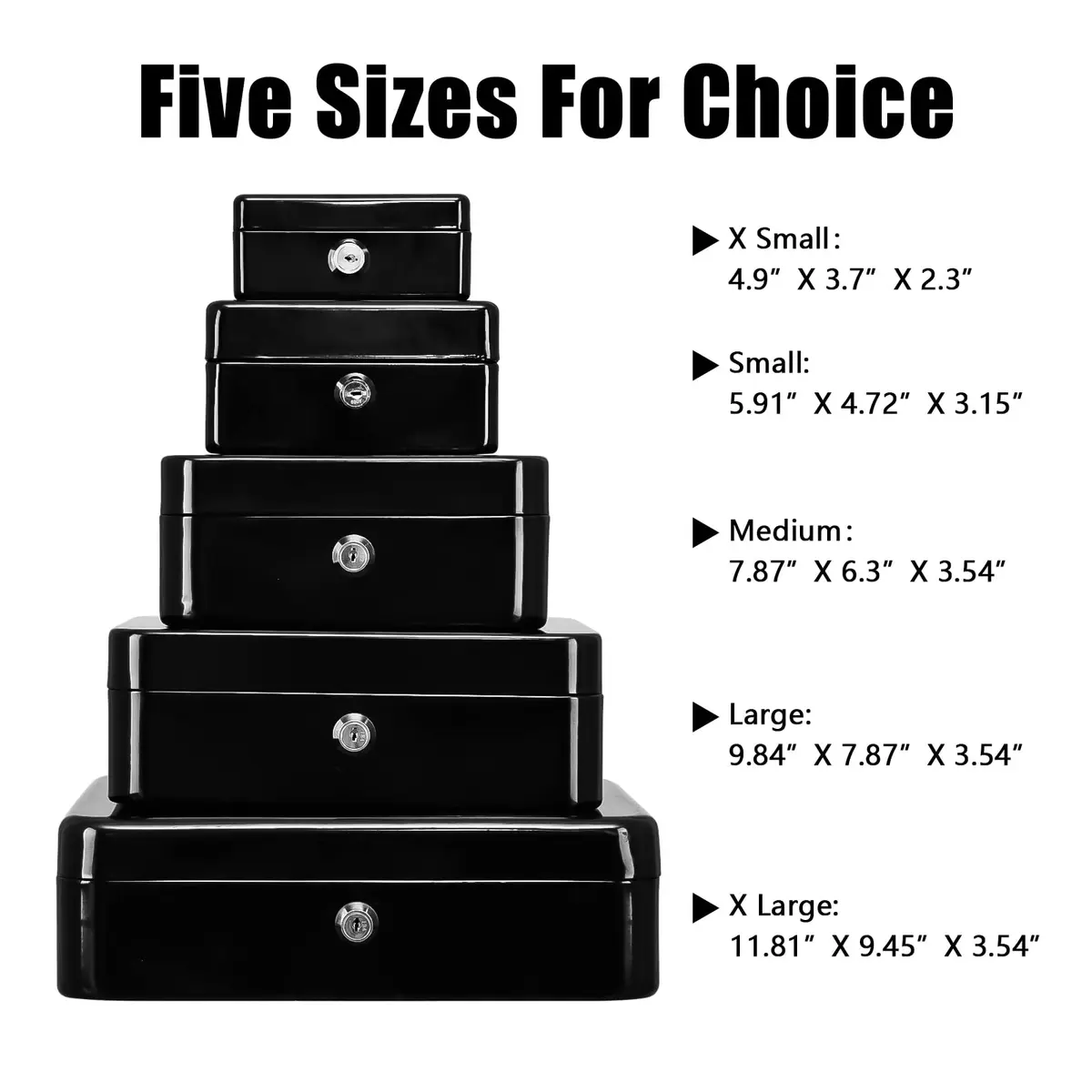 KYODOLED Small Cash Box with Key Lock, Metal Storage Box, Portable Handle, 150x120x80mm, Black - view 6