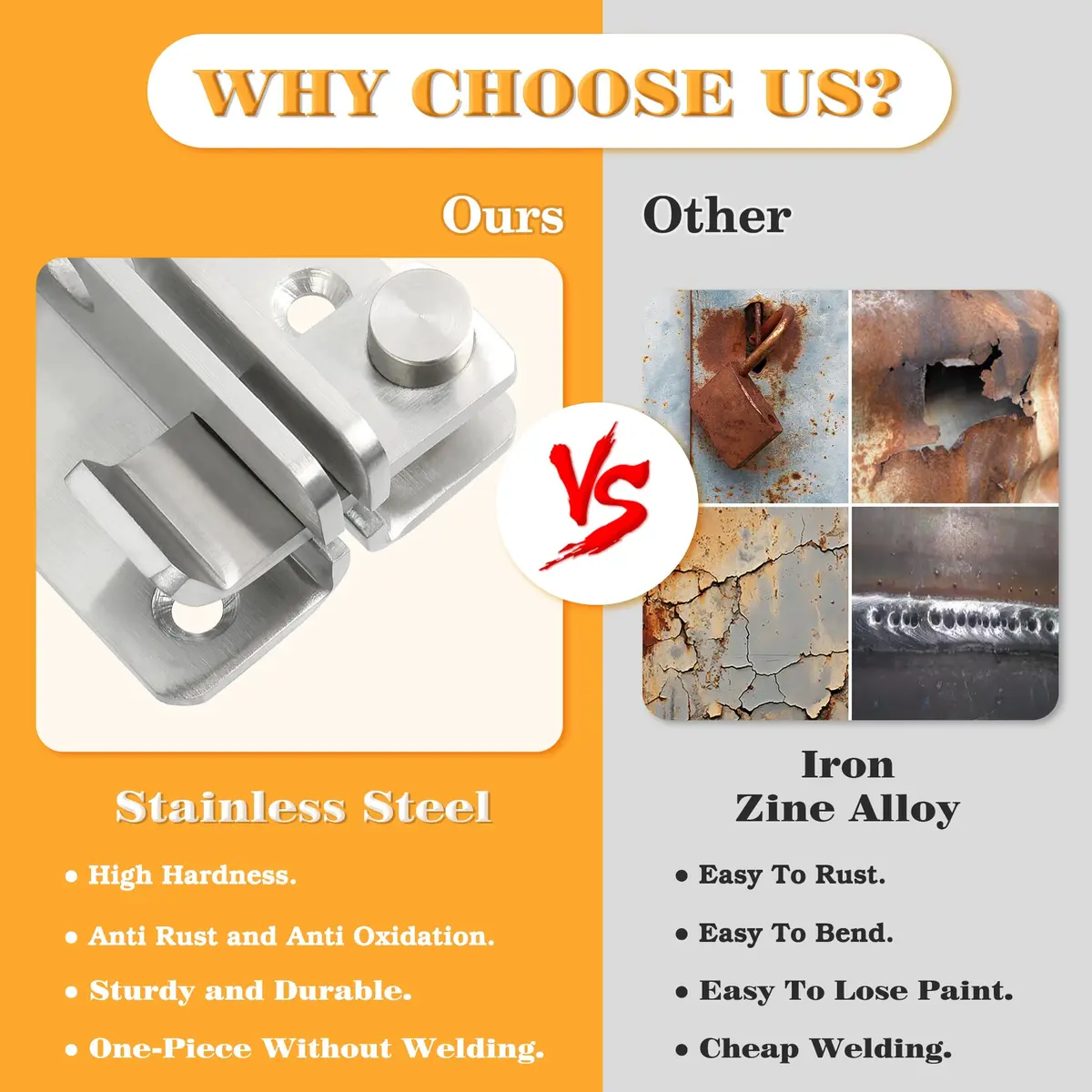 Alise Flip Latch Gate Latch Brushed Stainless Steel | Heavy Duty Barn Door Lock, L-Size - view 7