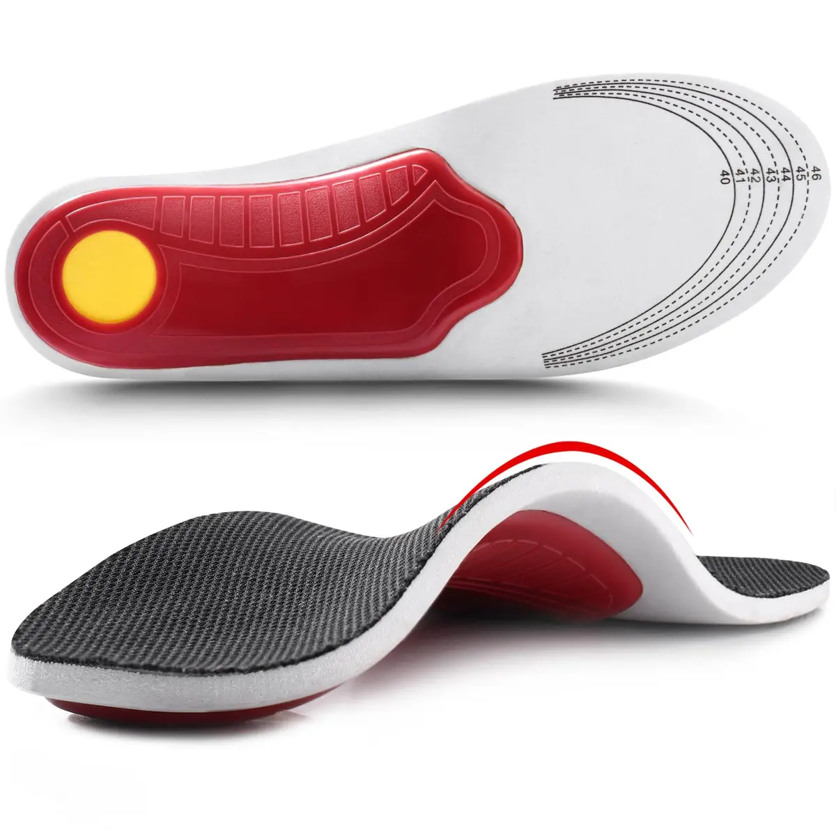 Ailaka High Arch Support Shoe Insoles for Flat Feet - Orthotic Inserts for Men & Women, Plantar Fasciitis Relief (2.5cm Arch, Black, Unisex Size 4.5-9 W / 3-7.5 M) - main product image