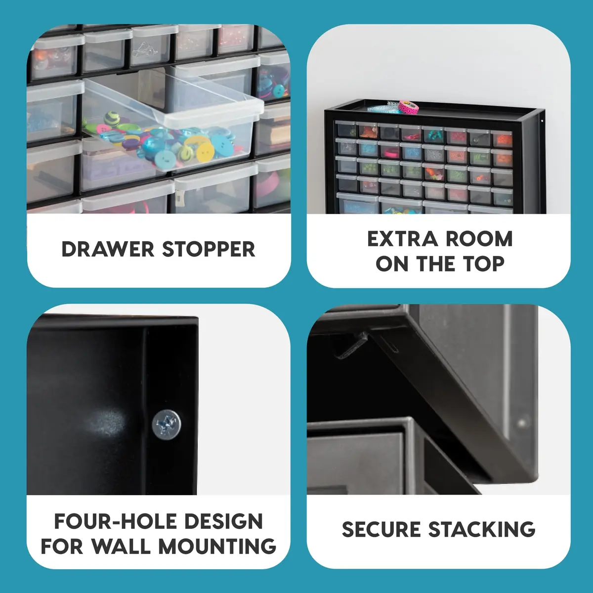 IRIS USA 44-Drawer Small Parts Storage Cabinet | Made in USA, Black, Stackable & Wall-Mountable - view 5
