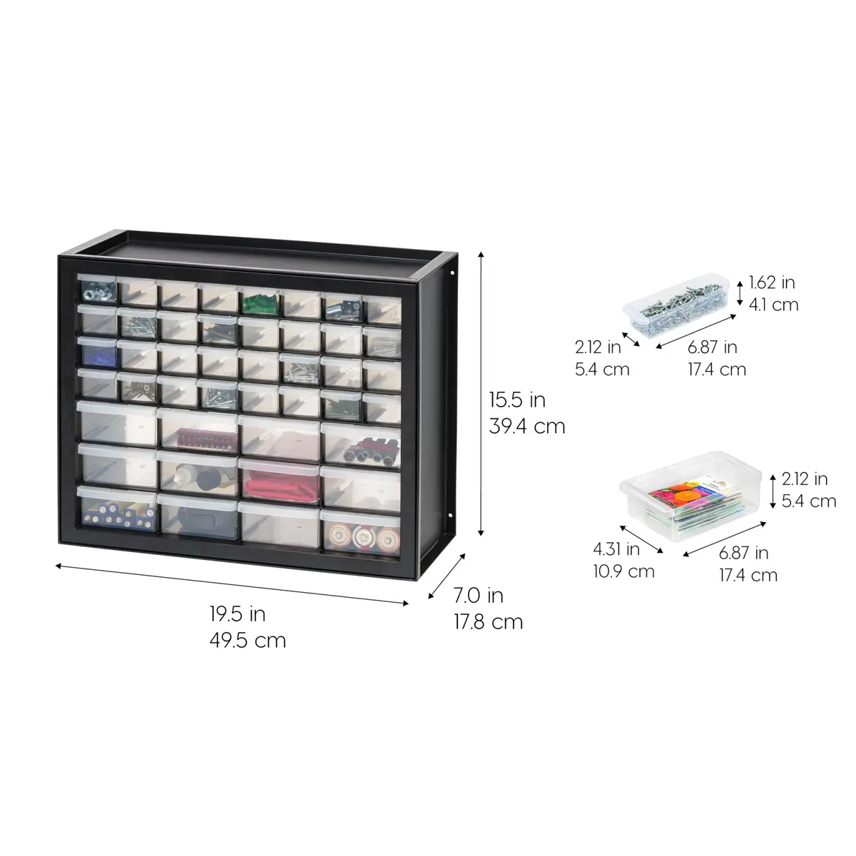 IRIS USA 44-Drawer Small Parts Storage Cabinet | Made in USA, Black, Stackable & Wall-Mountable - view 3
