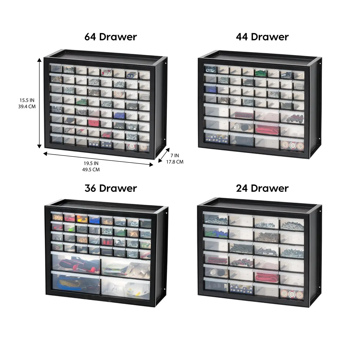 IRIS USA 44-Drawer Small Parts Storage Cabinet | Made in USA, Black, Stackable & Wall-Mountable - view 4