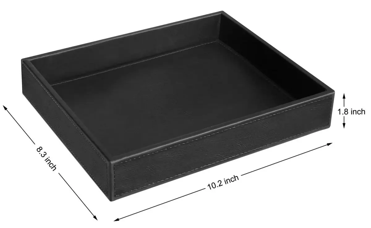 HofferRuffer Faux Leather Vanity Tray Black 25.9cm (10.2 Inches) | Elegant Desktop Storage Organizer - view 7