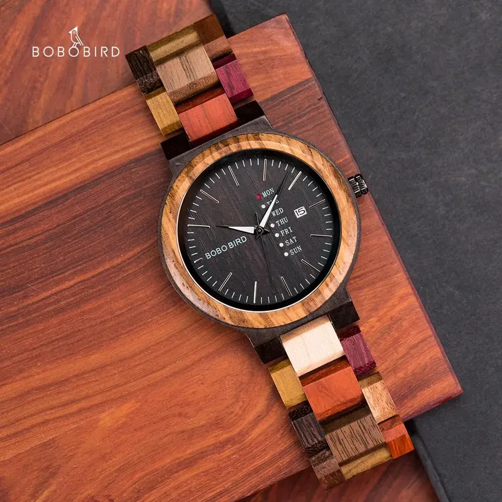 BOBO BIRD Women's Wood Watch 38mm (1.49in) | Handmade Analog Quartz with Week & Date Display - view 6