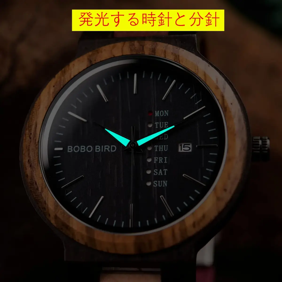 BOBO BIRD Women's Wood Watch 38mm (1.49in) | Handmade Analog Quartz with Week & Date Display - view 3