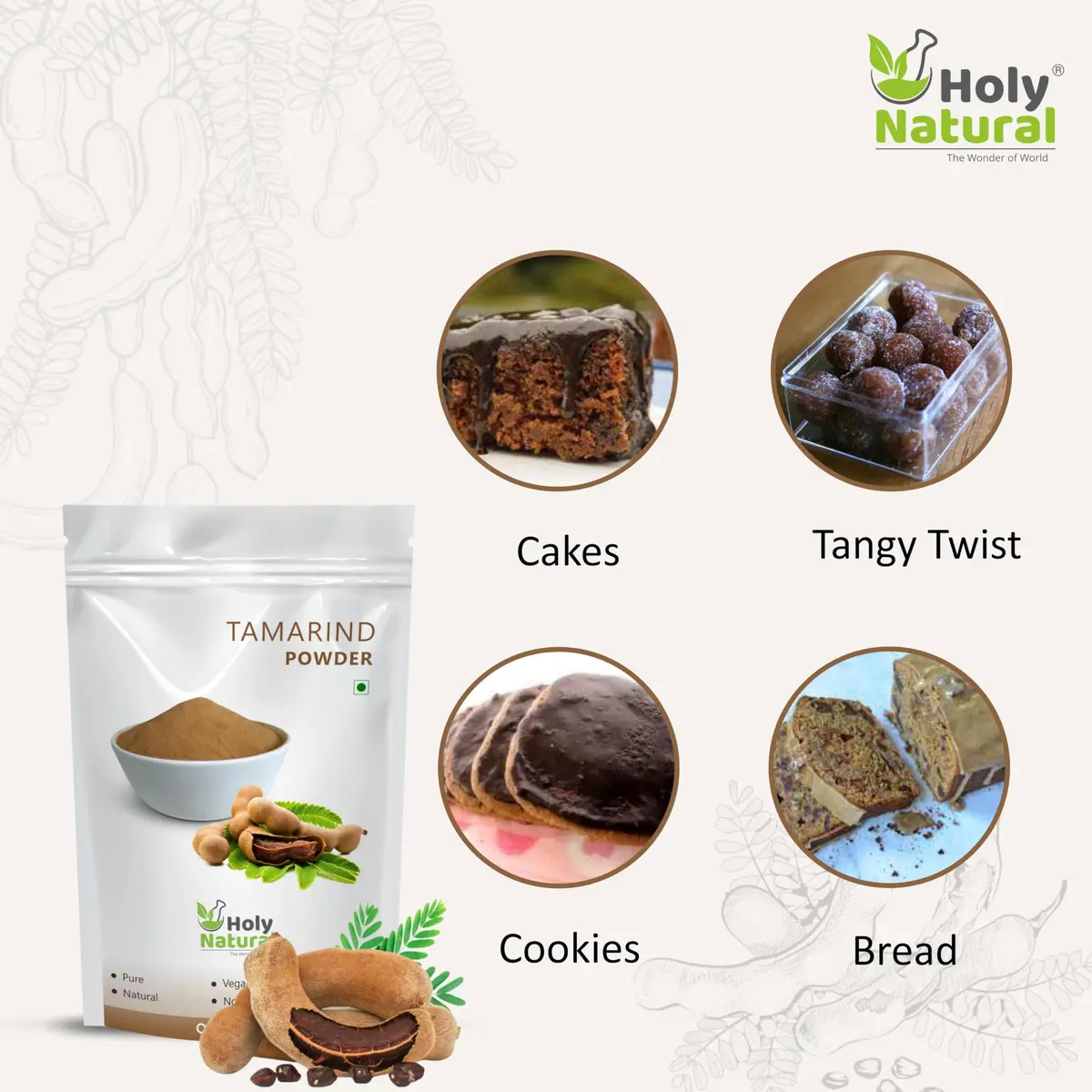 Holy Natural Tamarind Powder 200 g (7.05 oz) | Natural Herb for Indian Cooking - view 5