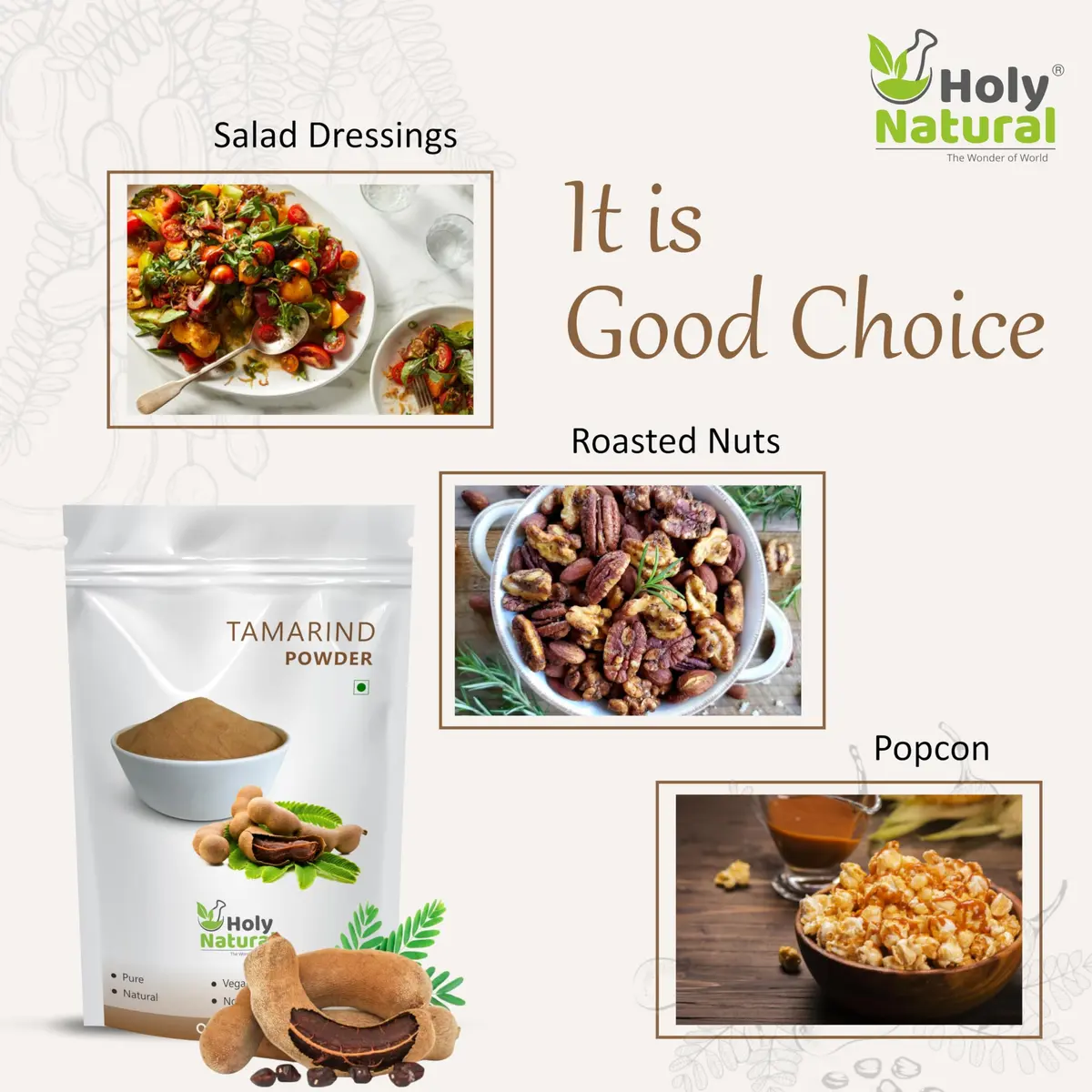 Holy Natural Tamarind Powder 200 g (7.05 oz) | Natural Herb for Indian Cooking - view 3