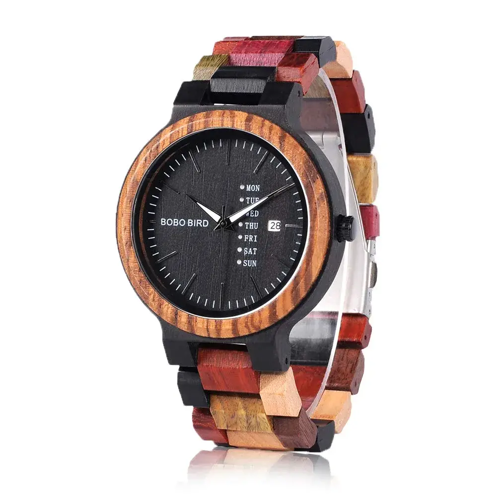 BOBO BIRD Natural Wood Watch Men's Colorful Chronograph with Week & Date Display | 44mm (1.73in) - main product image