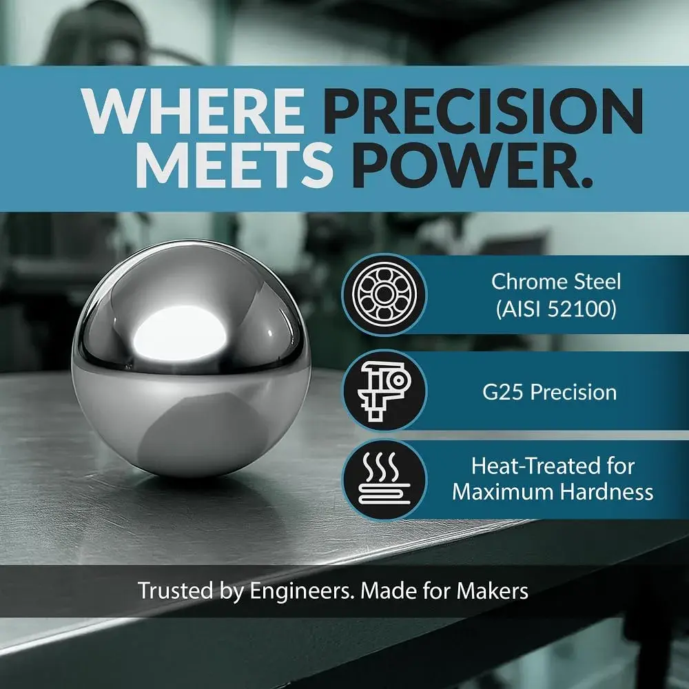 PGN Bearings Chrome Steel Bearing Balls G25 15.875mm (5/8") 30-Piece Pack | Precision Balls for Industrial Use - view 4