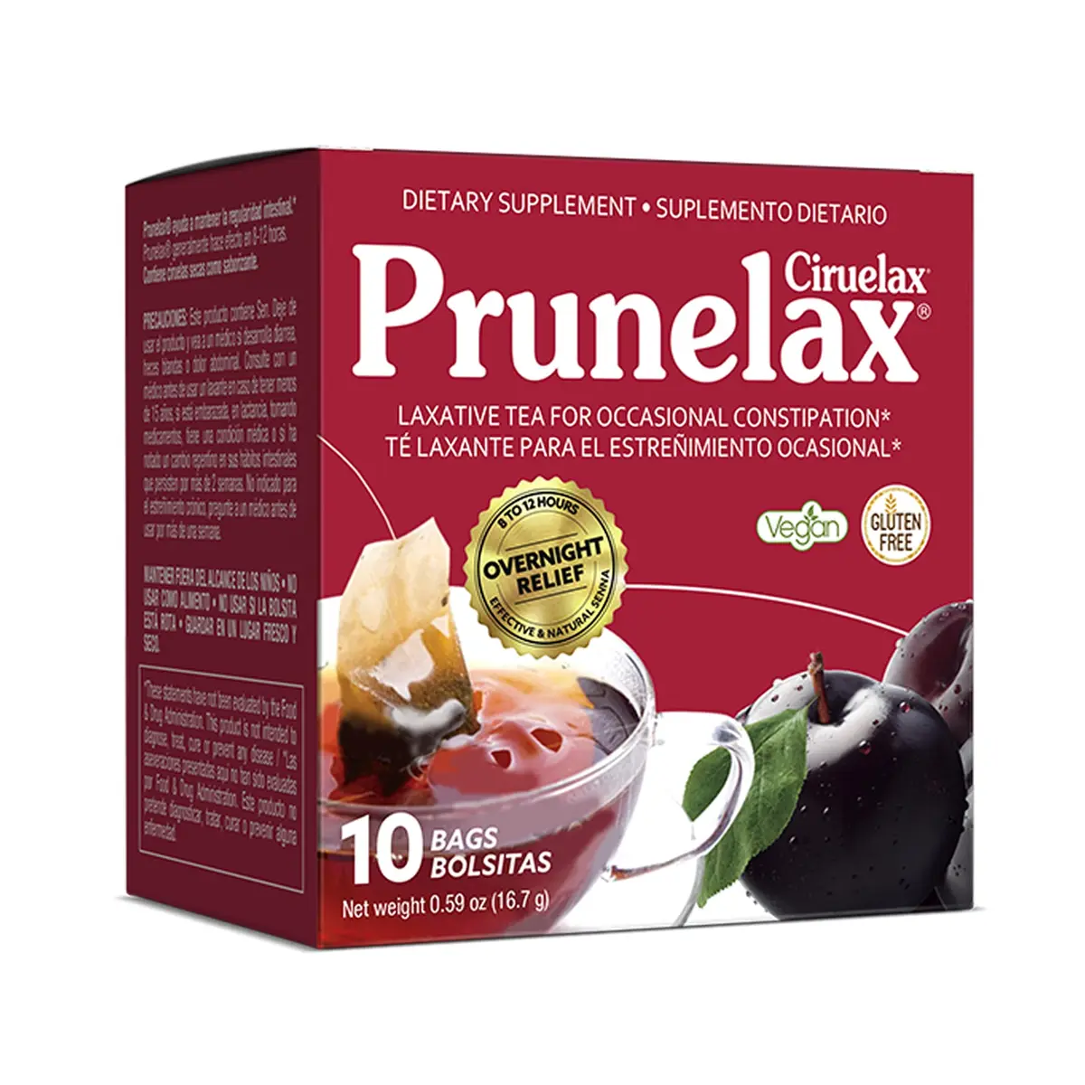 Prunelax Ciruelax Natural Laxative Tea Bags 10 Pack | Gentle Overnight Relief for Occasional Constipation - main product image