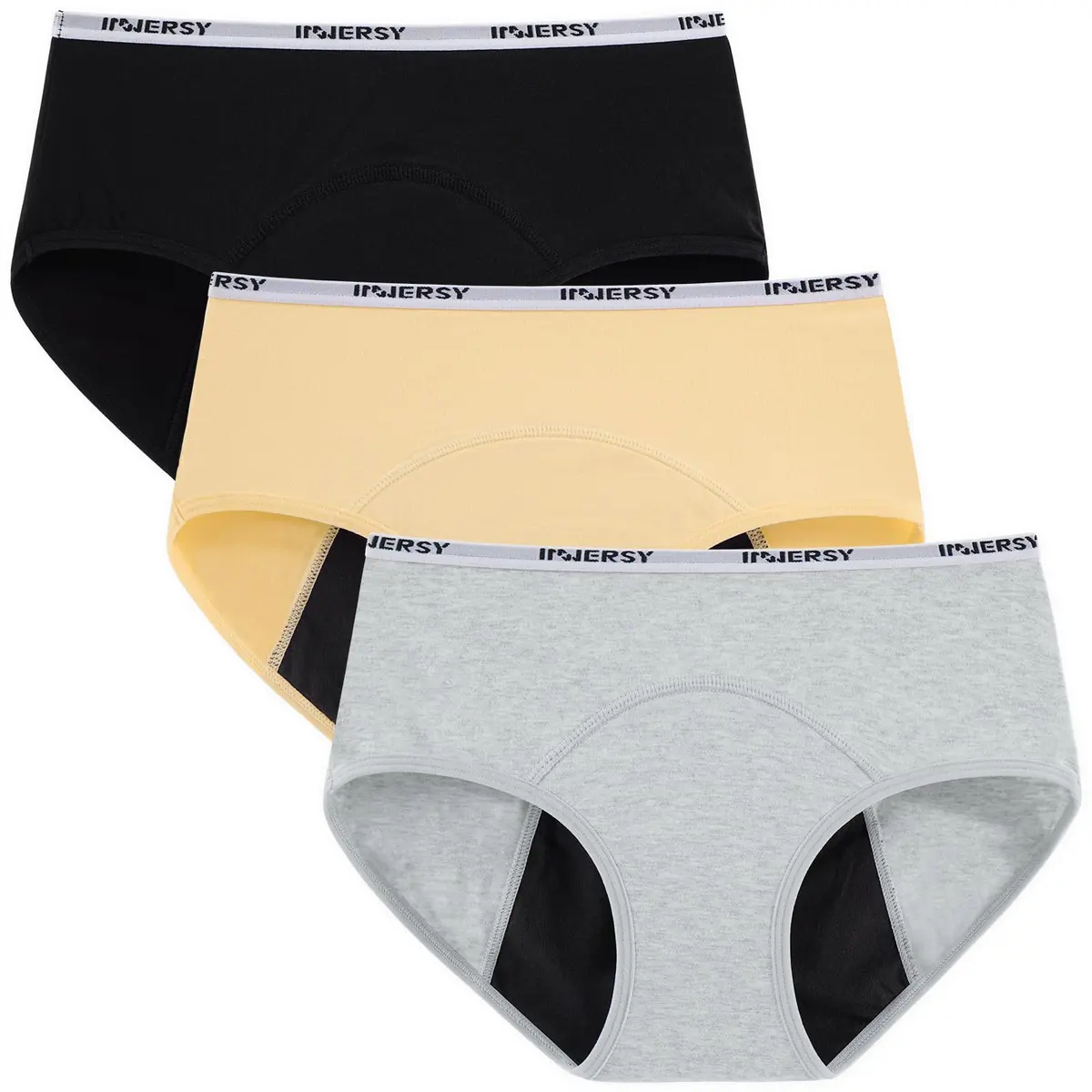 INNERSY Period Underwear for Teens Girls Cotton Leak-Proof Menstrual Panties 3-Pack (L, 12-14 yrs) | Leakproof, Breathable & Reusable - main product image