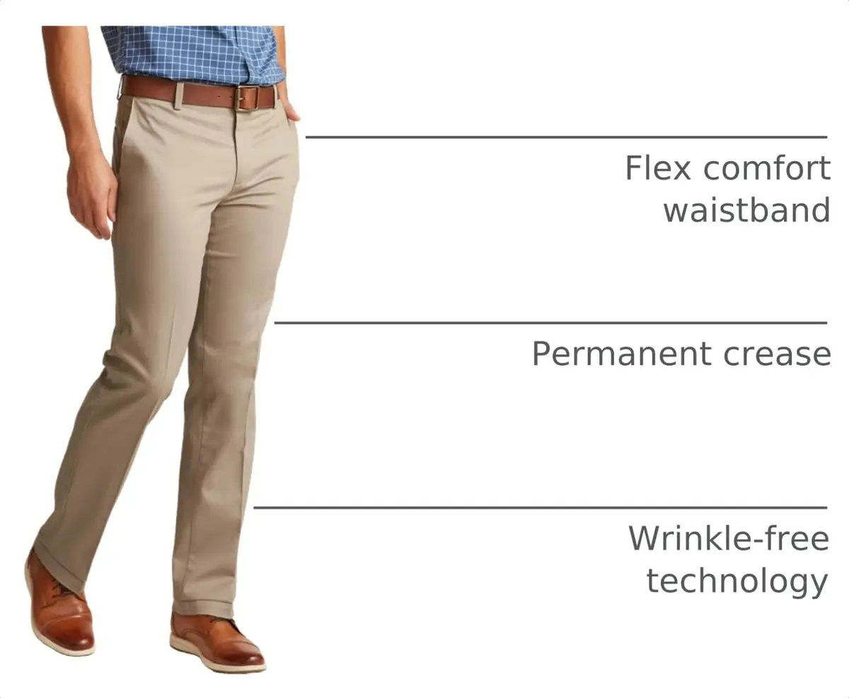 DOCKERS Men's Straight Fit Signature Lux Cotton Stretch Khaki Pant 86cm (34W) x 81cm (32L) | Wrinkle-Free & Permanent Crease - view 3